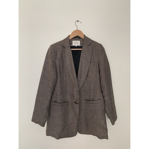 Emerson Fry Jackets & Blazers - Emerson Fry Dinner Jacket Blazer 100% Houndstooth Linen Sz 6 Academia Prep Ivy